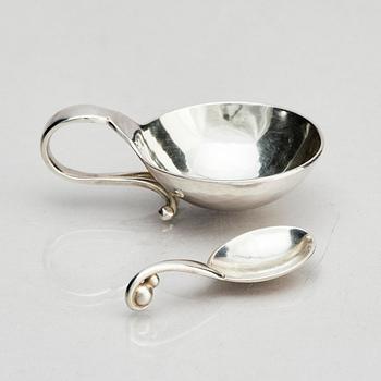 Georg Jensen, salt cellars with spoons, silver, 6 pcs, design no. 110, Copenhagen.