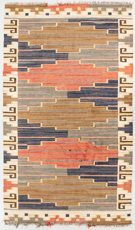 Märta Måås-Fjetterström, rug, "Blue Heath", flat weave, approx. 242 x 151 cm, signed AB MMF.