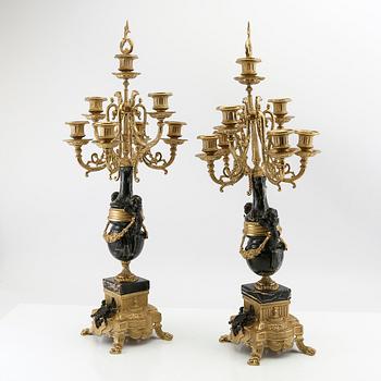 Candelabras, 1 pair, Louis XVI style, second half of the 20th century.