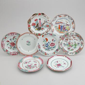 A set of eight odd famille rose dishes, Qing dynasty, Qianlong (1736-95).