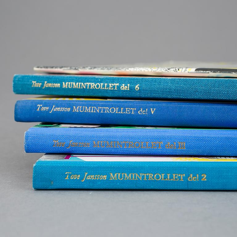 BÖCKER, 5 st, "Mumintrollet" serieform, Tove Jansson & Lars Jansson, ej komplett mellan 1957-1971.