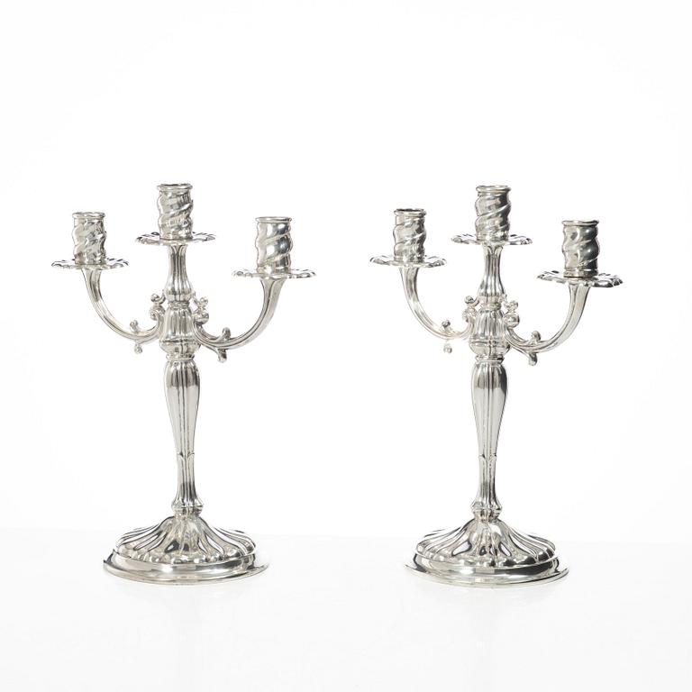 Candelabras, a pair, silver, 20th century.