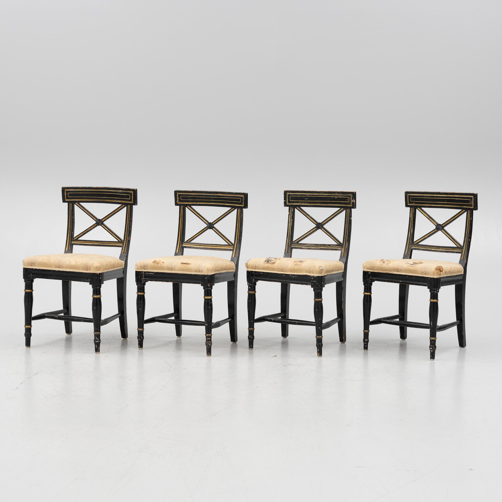 Four chairs, 19th Century.