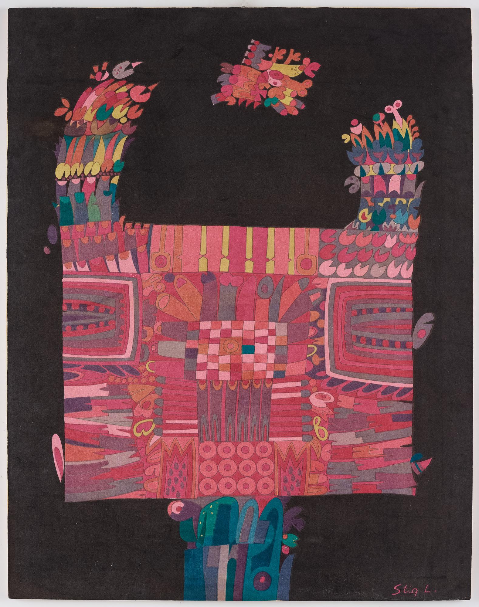 Stig Lindberg, textil för Nordiska Kompaniets textilkammare, 1960-tal.