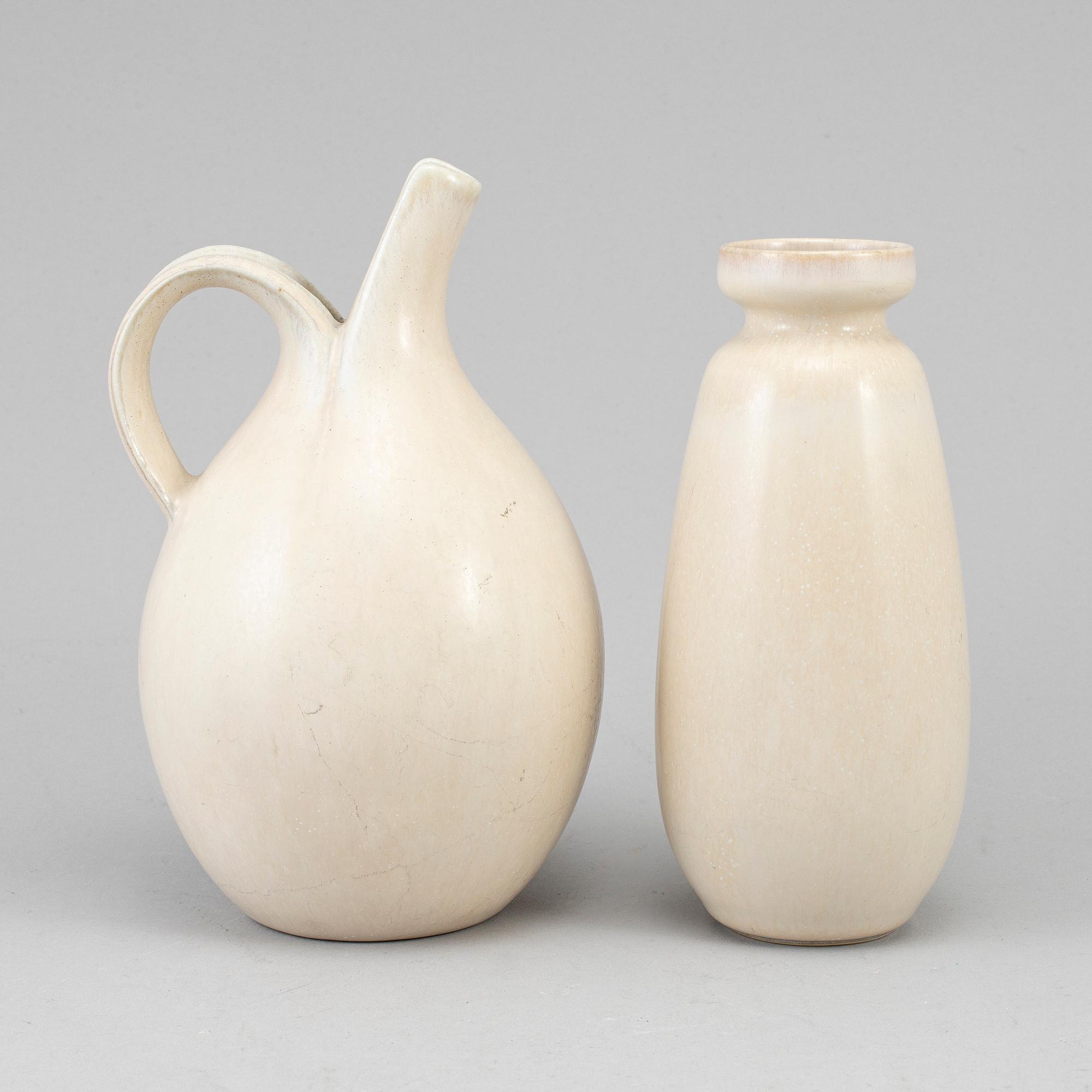 A vase and a jug, Saxbo, Denmark. Vase by Eva Staehr-Nielsen.