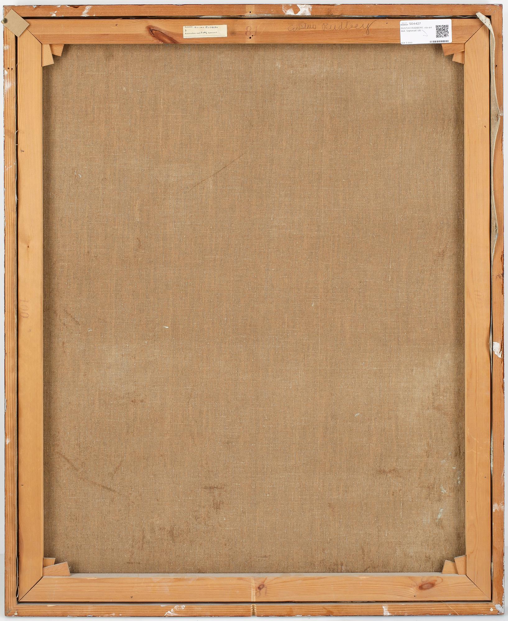 GUSTAV RUDBERG, olja på duk, signerad.