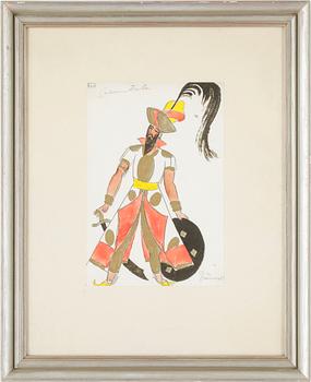 Isaac Grünewald · ISAAC GRÜNEWALD, akvarell, dräktskiss, sign.