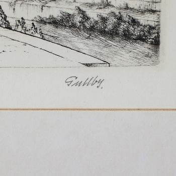 FOLKE GULLBY, 2 st, etsningar, signerade.