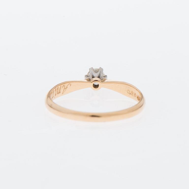 RING, 14K guld, briljantslipad diamant 0,25 ct, Kultakeskus, Tavaastehus.
