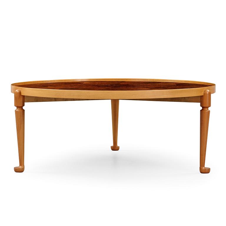 A Josef Frank walnut and burrwood sofa table, Svenskt Tenn, model 2139.