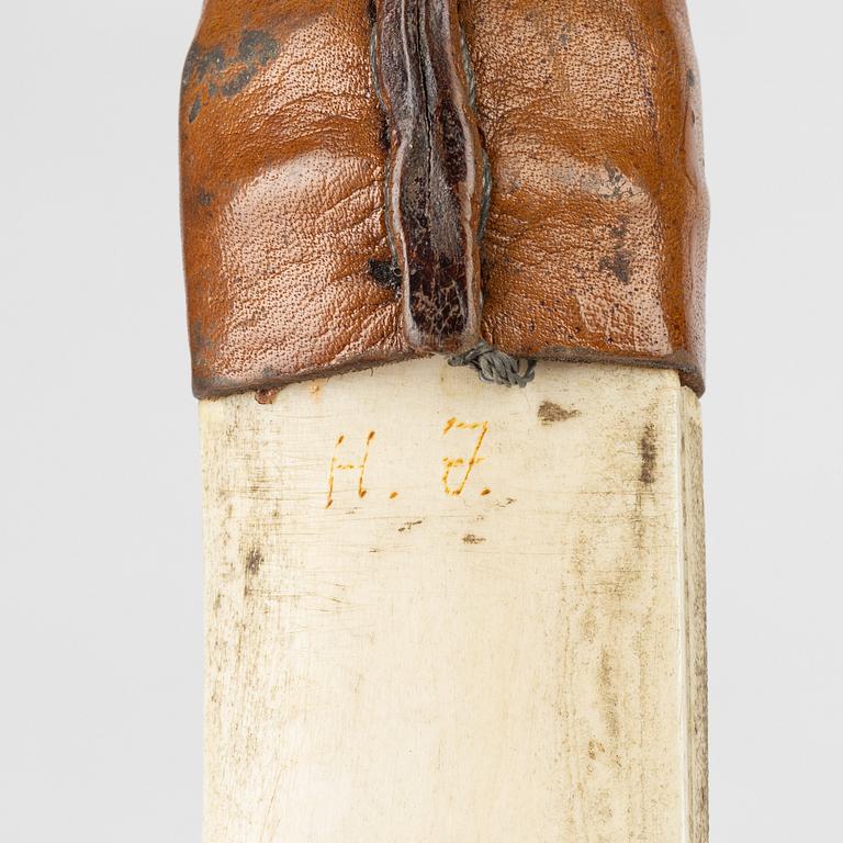 A reindeer horn knife signed H.J.