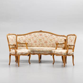Salon suite, 4 pieces, Louis XV style, 20th century.