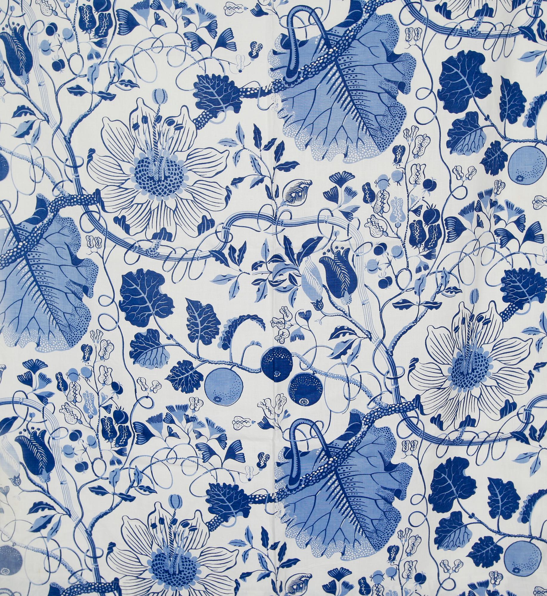 GARDINER, 1 par, LAMBREKÄNG samt  GARDINOMTAG, 1 par, "La Plata", Josef Frank, Firma Svenskt Tenn.