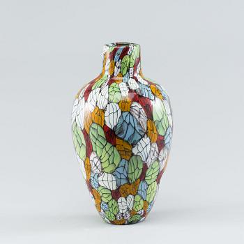 A VITTORIO FERRO MURRINE GLASS VASE FOR FRATELLI PAGNIN, 1990-2000.