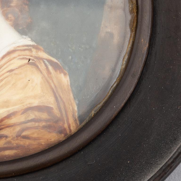Pierre Adrien Lebeau. Miniatyr. Signerad.