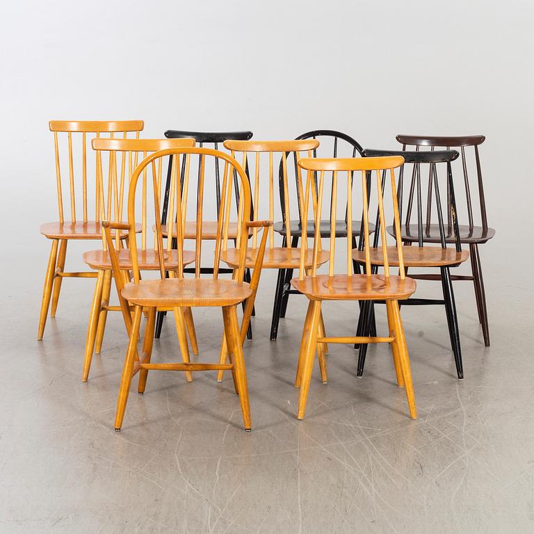 PINNSTOLAR, 9 st, Bl.a. Fanett (Edsbyverken), Nesto (Nässjö Stolfabrik), 1900-talets mitt.