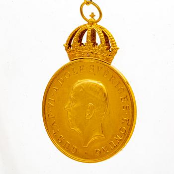 Medal, "För trohet och flit". Pro Patria, 18K gold 1969 weight 35 gram.