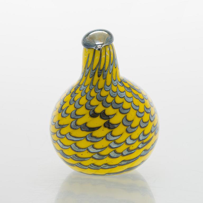 Oiva Toikka, glasfågel, "Grouce Yellow", signerad O. Toikka Nuutajärvi.