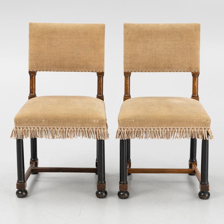 Eleven Baroque style chairs, Sweden, 1920's.