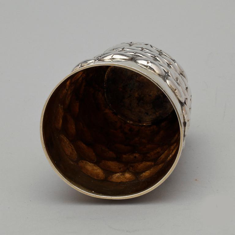 BÄGARE, silver, sannolikt Rostock, Tyskland, 1800-tal. Vikt 258 gram.