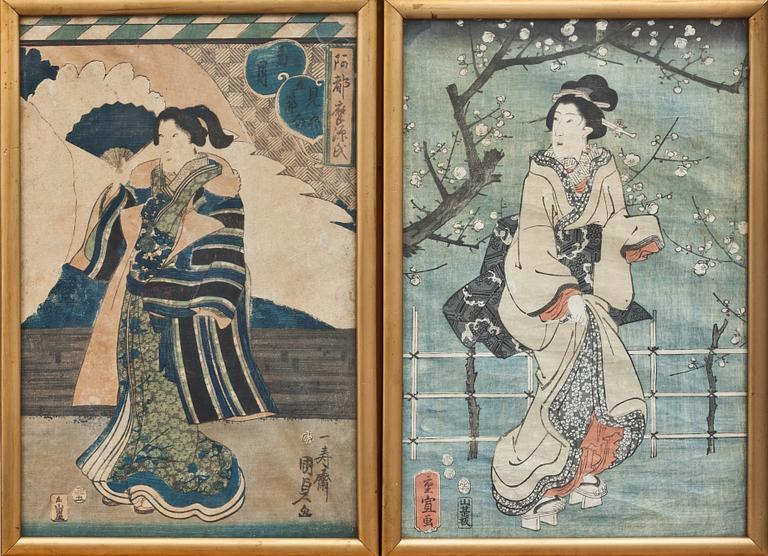 TRÄSNITT, 3 st, Japan, 1800/1900-tal.