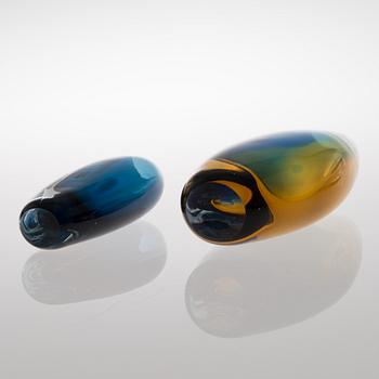 Two signed glass vases from Kosta Boda, Sweden, latter part of the 20th century.