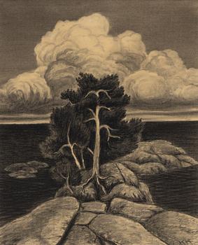 Karl Nordström, Tall och moln i skärgård.