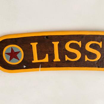Namnskylt för båt "Lisshovdi" 1900-tal.