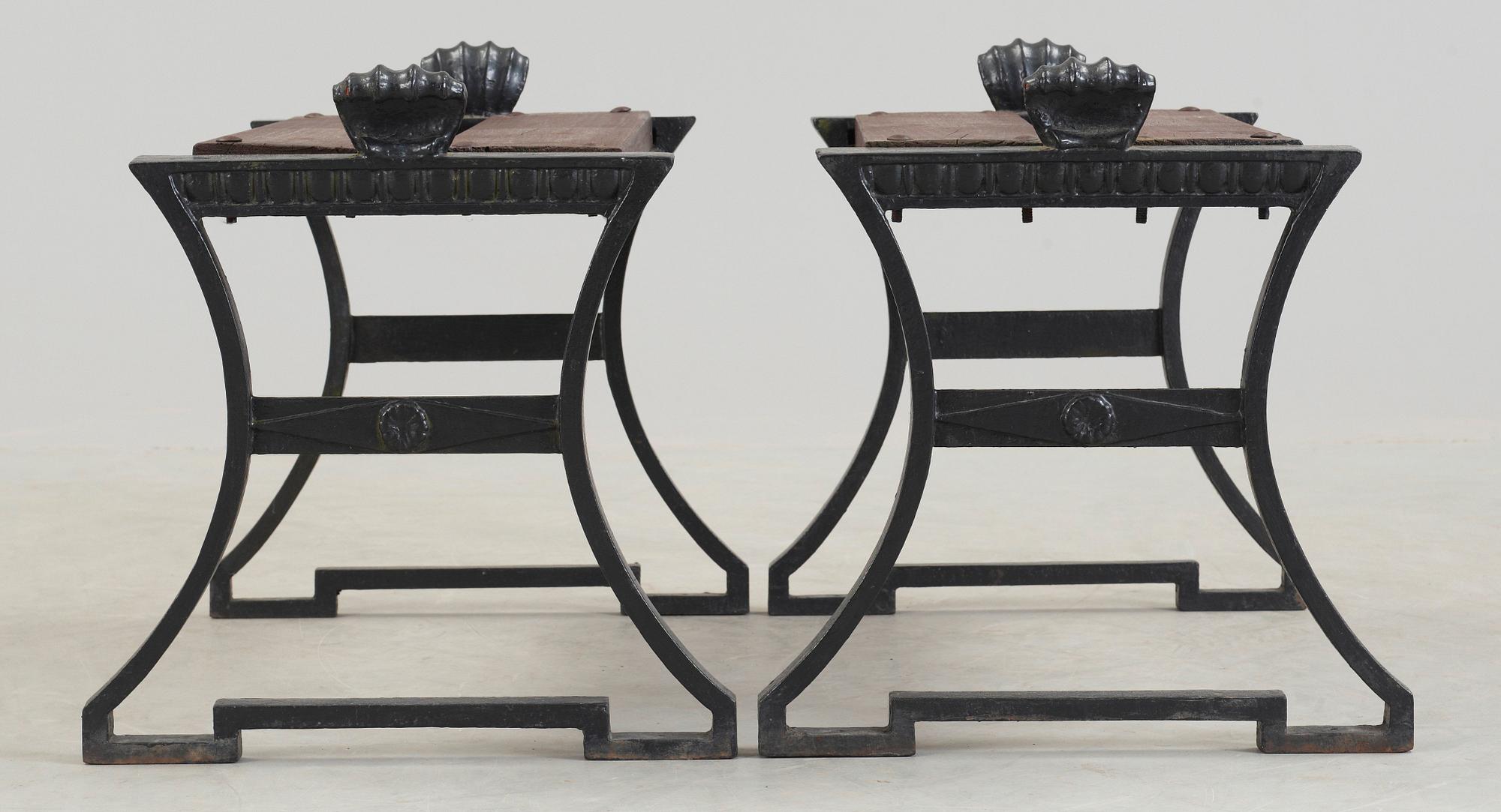 FOLKE BENSOW, taburetter, ett par, "Trädgårdsmöbel no 2", Näfveqvarns bruk.