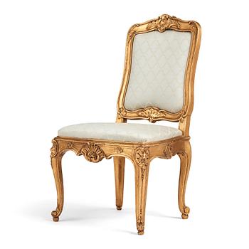 54. A Royal Swedish rococo chair decorated by  Johan Liung 1747.