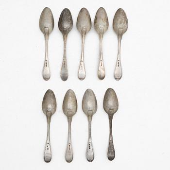Bengt Tellander, matskedar, 9 st, silver, svensk modell, Jönköping, 1826.
