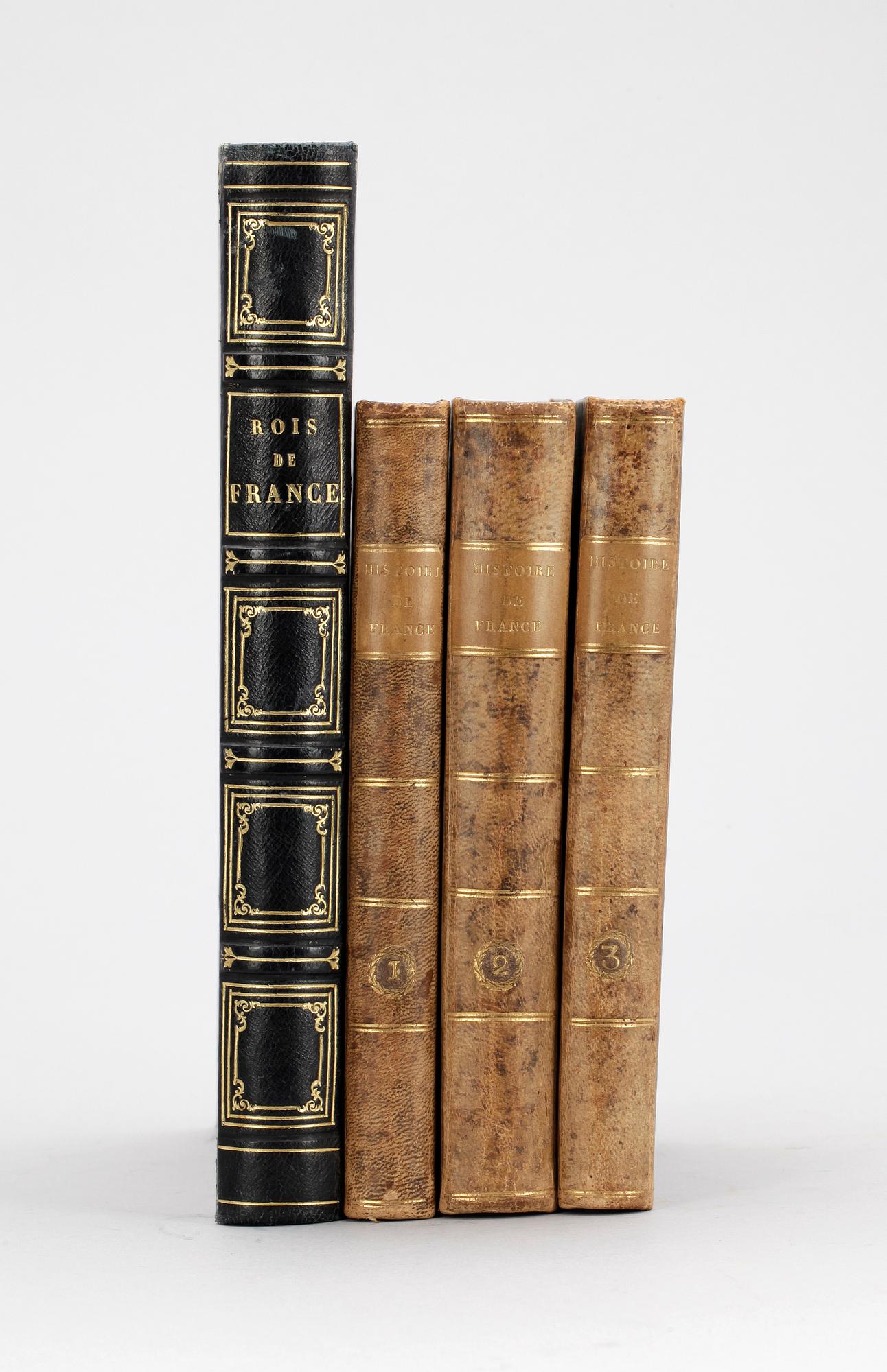 BÖCKER, 3+1, fransk historia, bla "Histoire de France representée par figures...", av Ant. Caillot, Paris 1817-19.