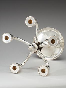 GEORG JENSEN, kandelaber för fem ljus, Köpenhamn 1925-32, sterling.