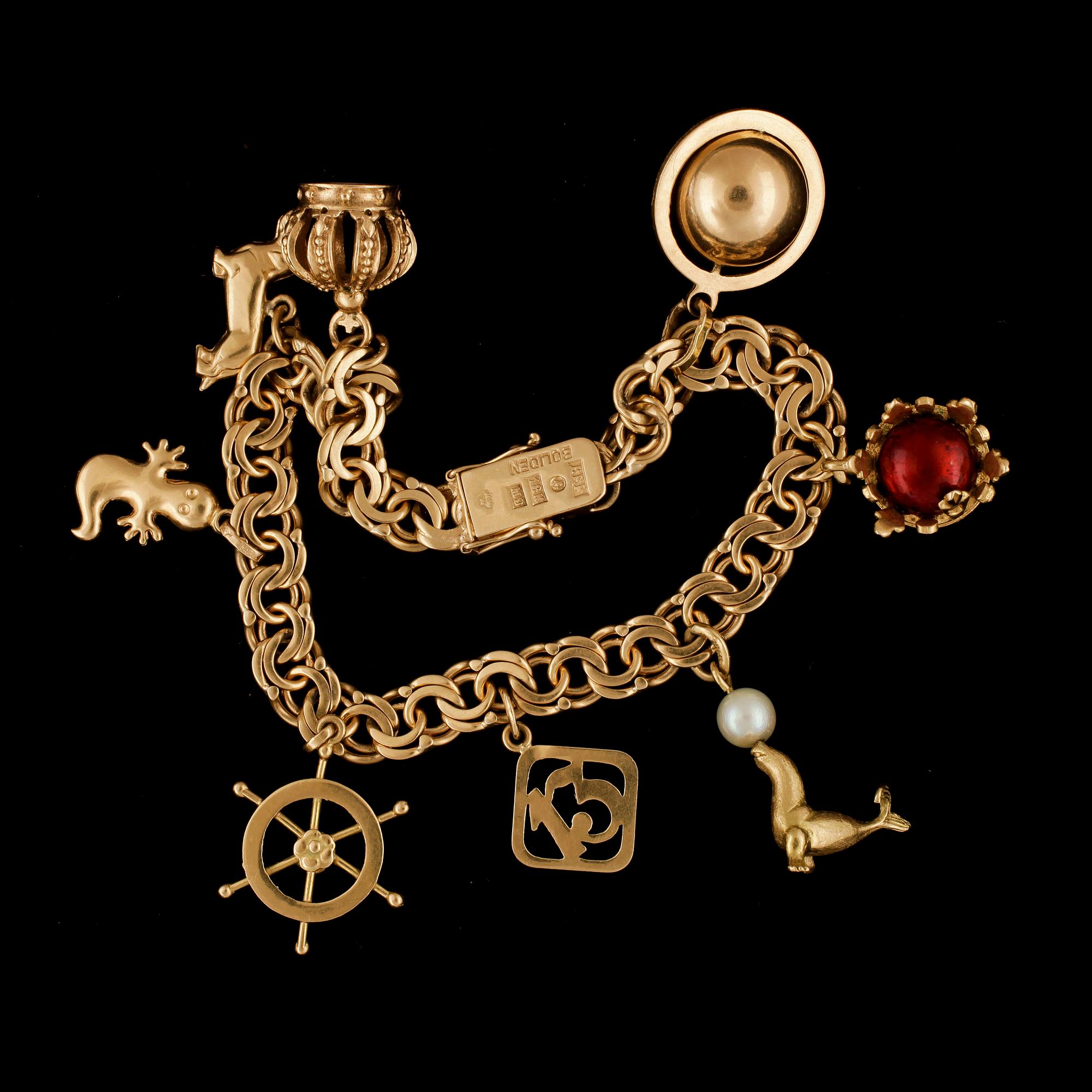 BERLOCKARMBAND, 18k guld, BEF Stockholm, 1962. Totalvikt ca 35,5 g.