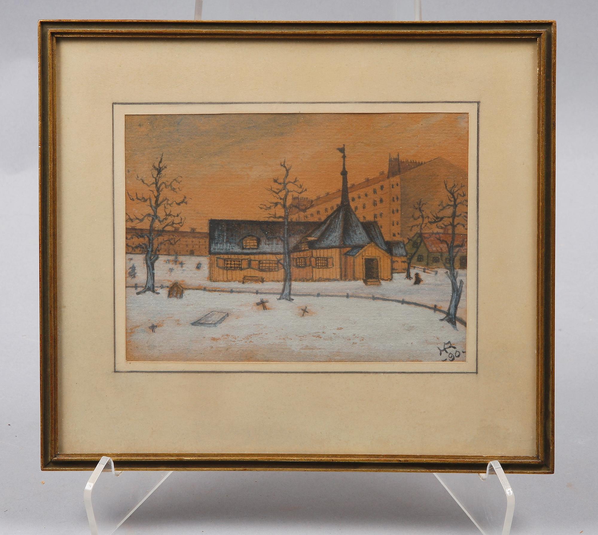 OKÄNDA KONSTNÄRER, 3 st, akvarell, teckning, sign. Omkring 1900.