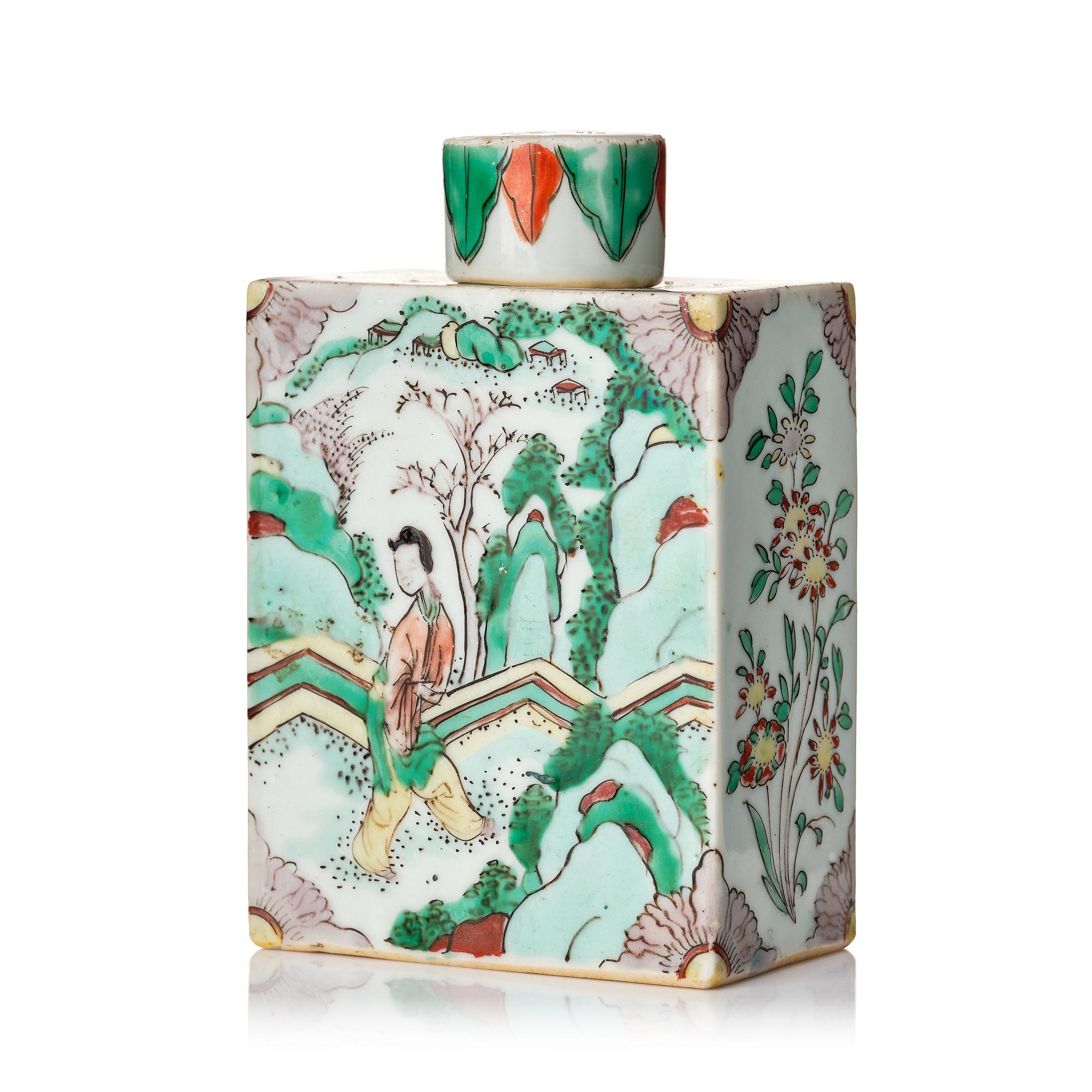 Tedosa med lock, kompaniporslin. Qingdynastin, Kangxi (1662-1722).
