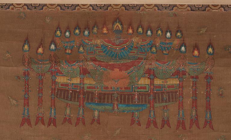 RULLMÅLNING, troligen 1700-tal eller äldre. Shakyamuni Buddha.