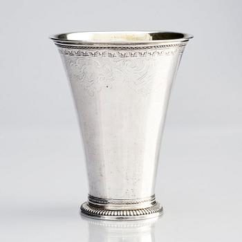 A Swedish 18th century parcel-gilt silver beaker, marks of Lorens Stabeus, Stockholm 1747.