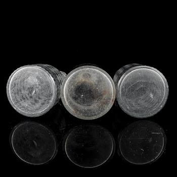 A set of three (2+1) bottles, 19th Century.