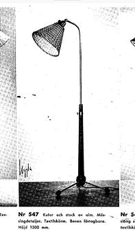 Hans Bergström, golvlampor, ett par, modell "547", ateljé Lyktan, Åhus, 1940-50-tal.