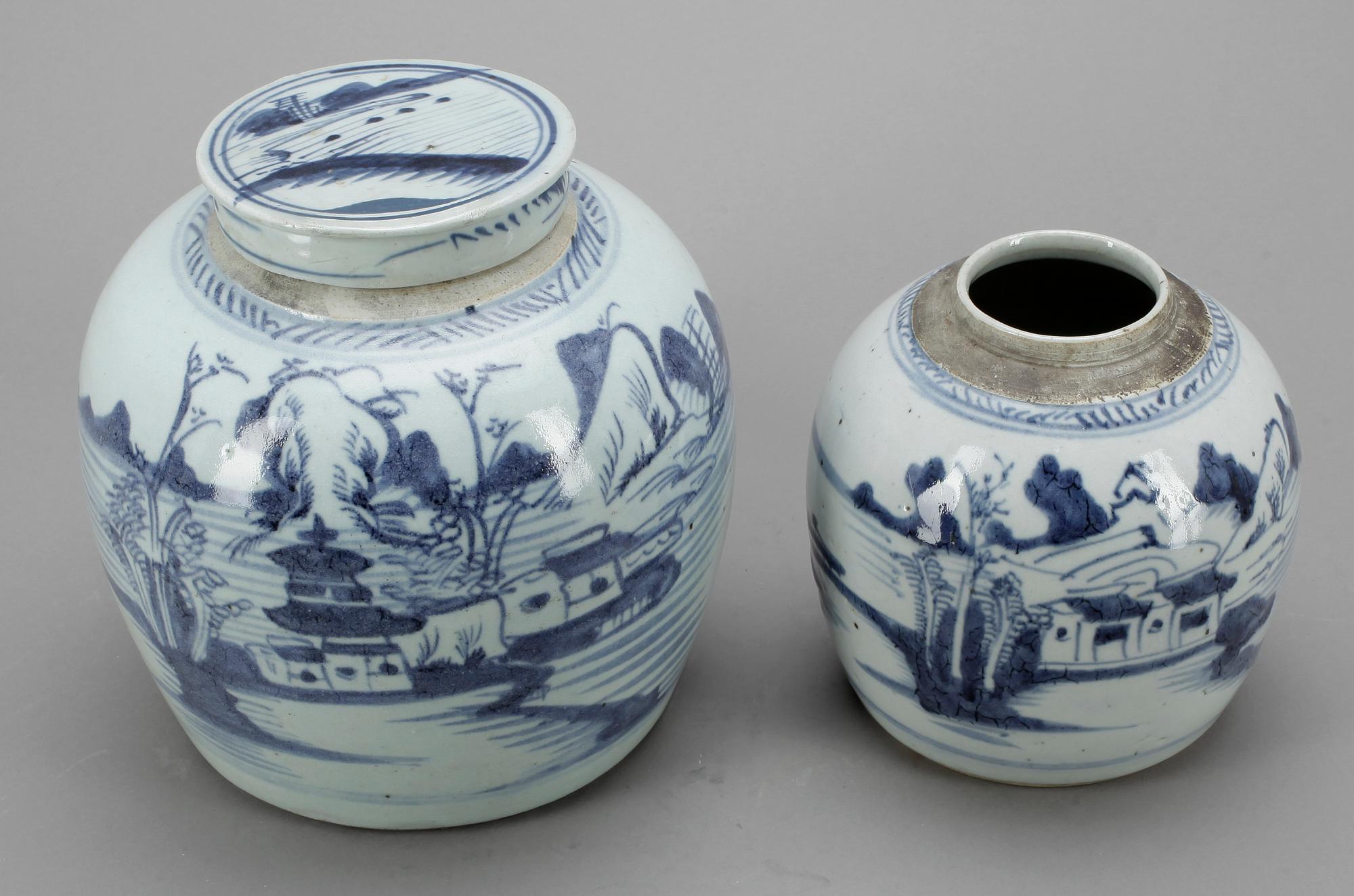 BOJANER, 2 st, porslin, Kina, 1800-tal.