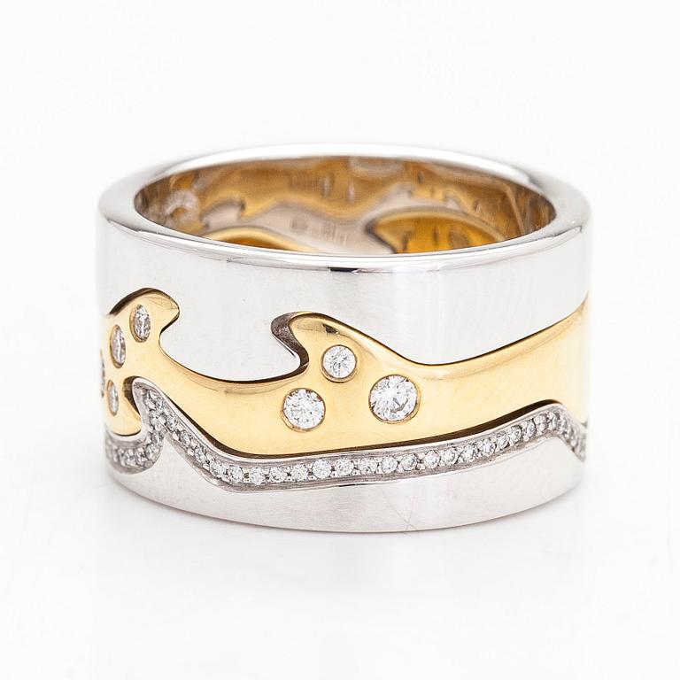 Georg Jensen, ring, "Fusion", 3 st, 18K guld/vitguld med diamanter totalt ca 0.34 ct.