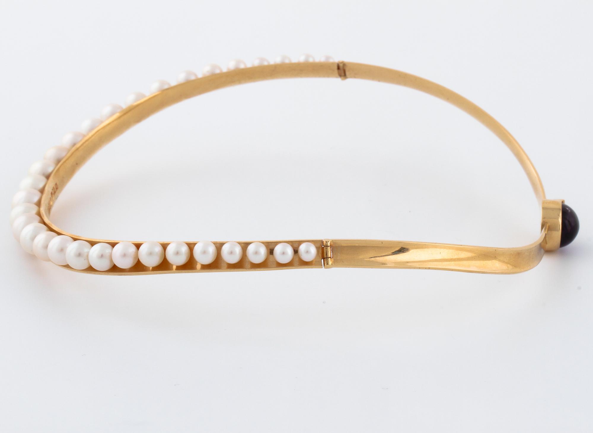 A amethyst and cultured pearl necklace by Karl-Erik Palmberg, Alton, Falköping, 1968.