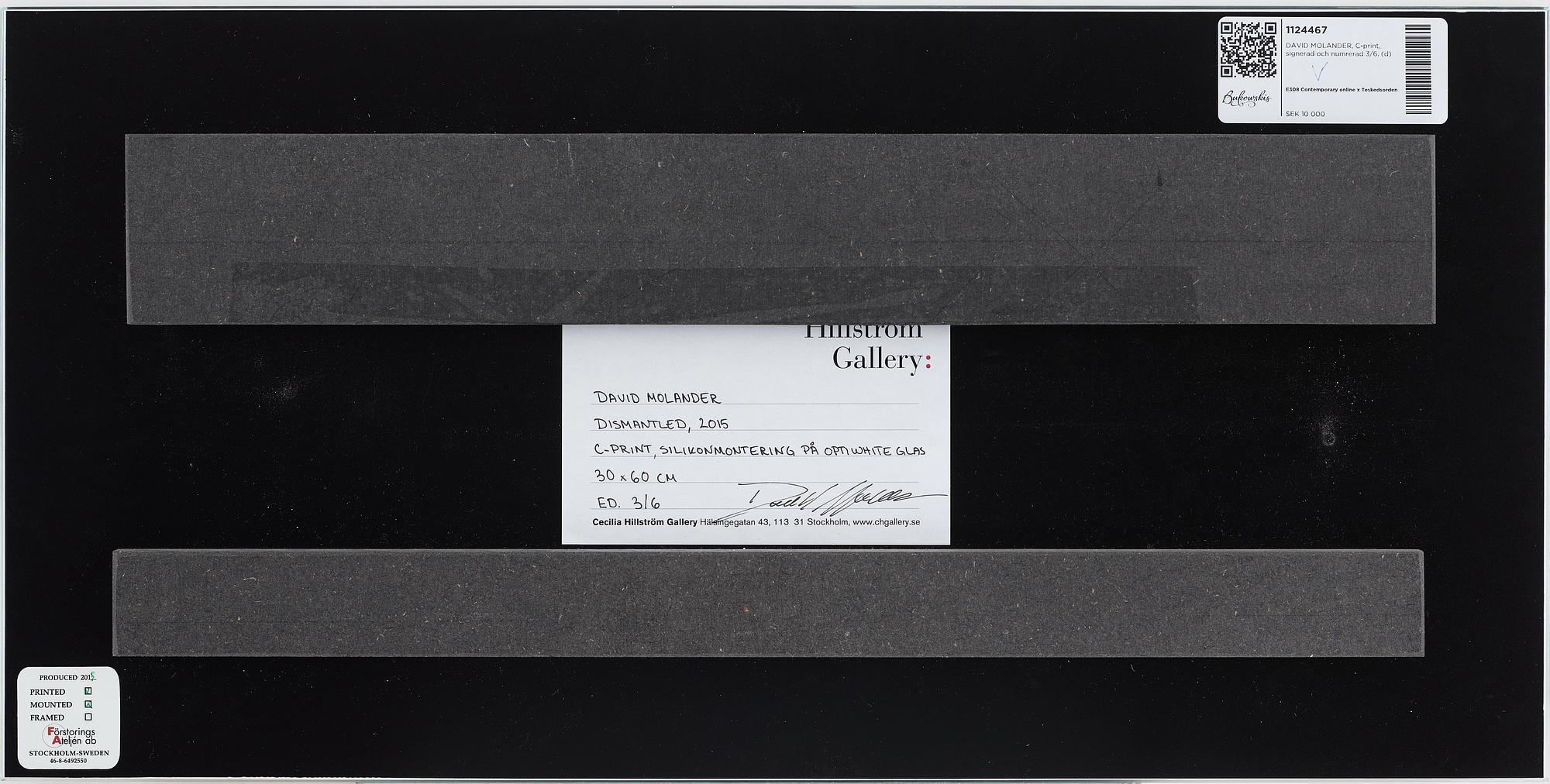 DAVID MOLANDER, C-print, signerad och numrerad 3/6.