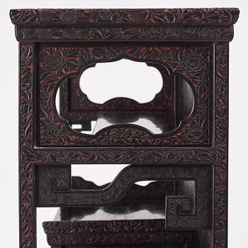 A lacquer display cabinet, late 19th Century.