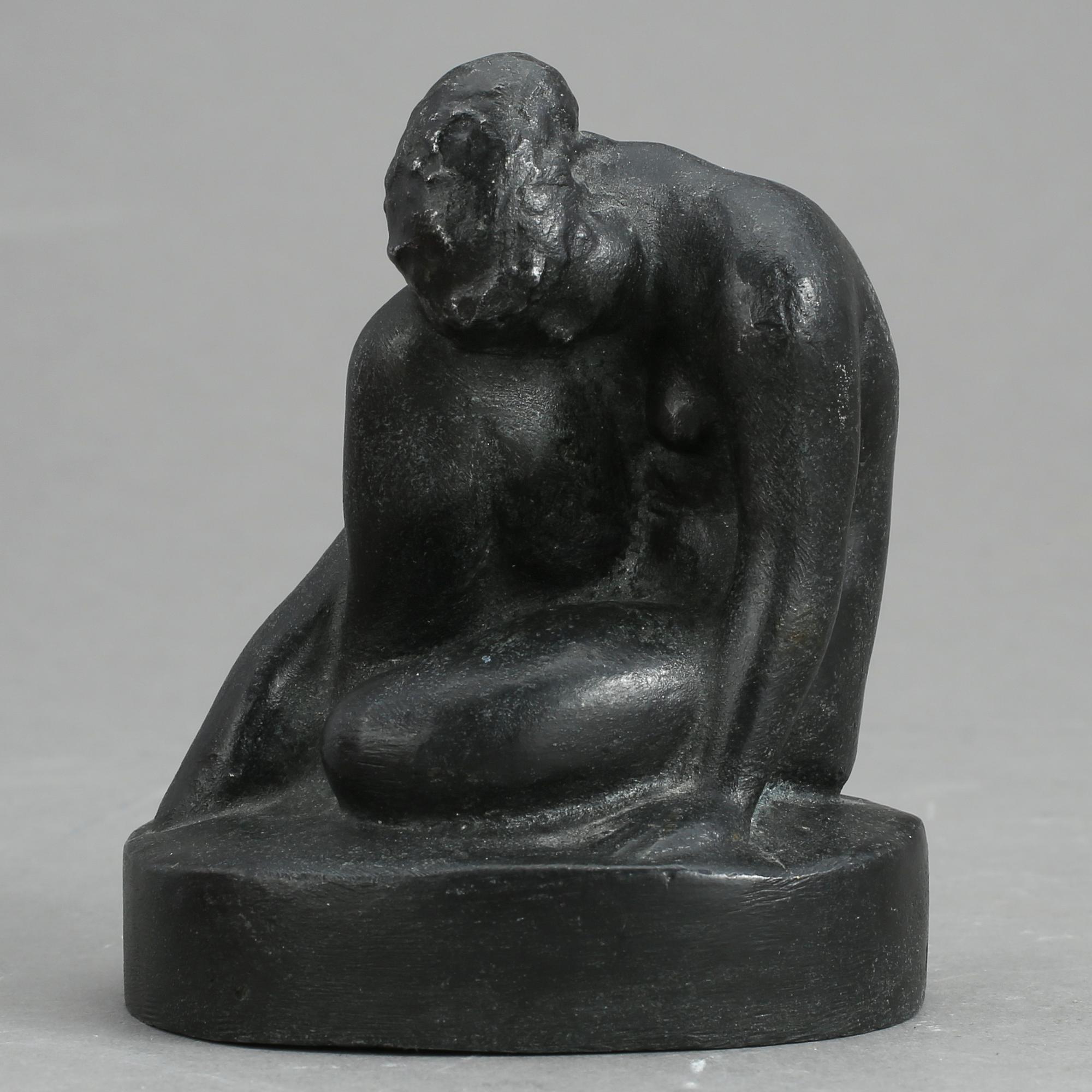 SKULPTUR, Halvar Frisendahl, patinerad metall, signerad 1917.