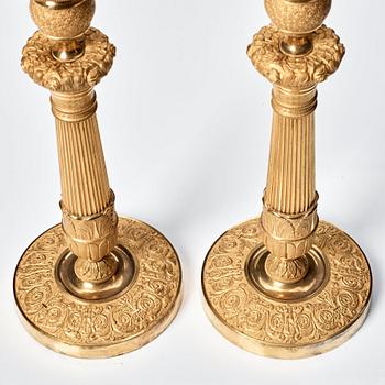 A pair of French Empire candlesticks, beginning of the 1800's.