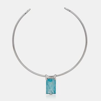 1211. A circa 26.00ct aquamarine, Gavello Italy, necklace.