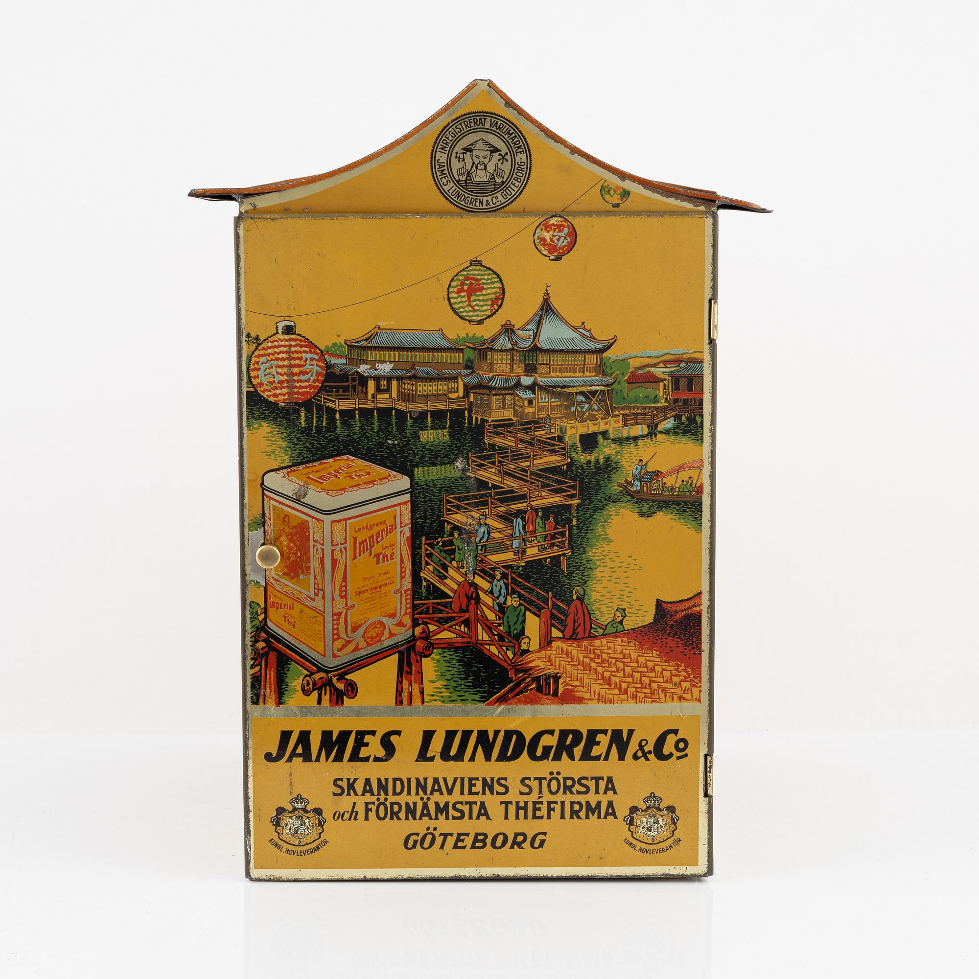 A Tin Tea Box, James Lundgren & Co, Gothenburg, first half of the 20th century.