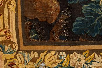 A tapestry, "Verdure", tapestry weave, "entre-fenêtre", Aubusson around 1700-first half of the 18th century.